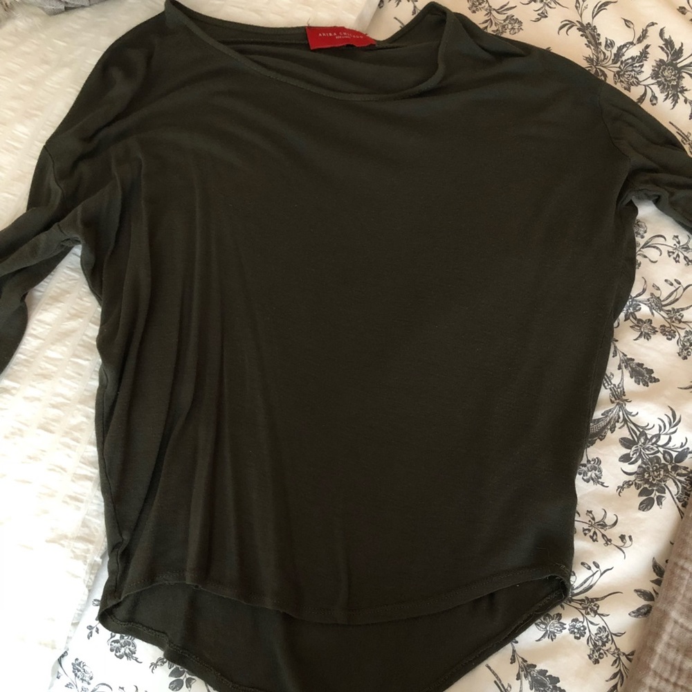 Akira long flowy long sleeve shirt olive green